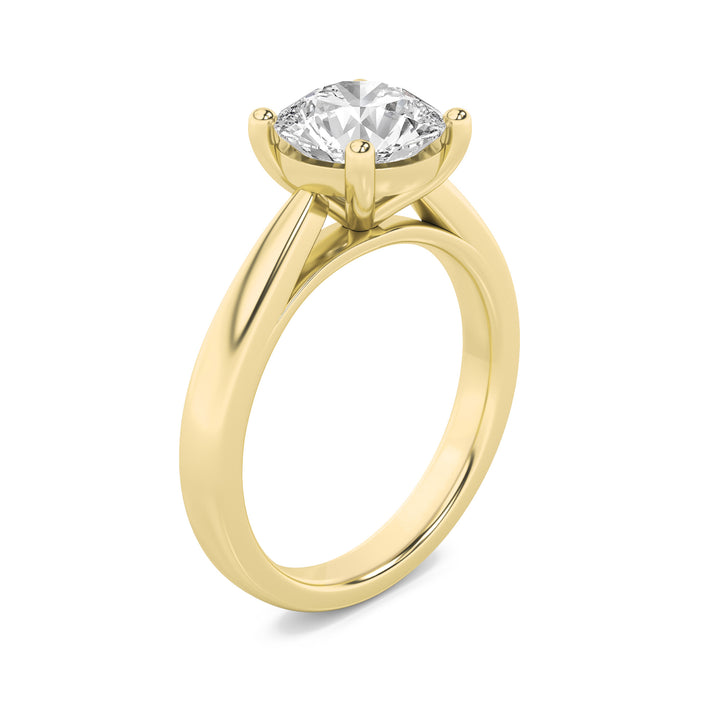 1Cttw Round Shaped Lab Grown Diamond (G/VS) Classic Shank Solitaire Engagement Ring in 14K Gold