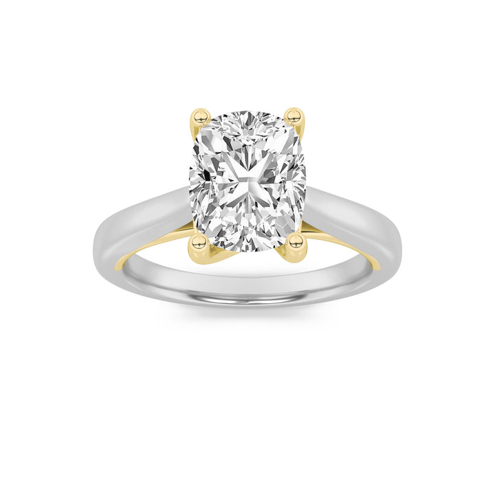 1Cttw Elongated Cushion Shaped Lab Grown Diamond (F/VS) Two Tone Cathedral Shank Engagement Ring in14K Gold