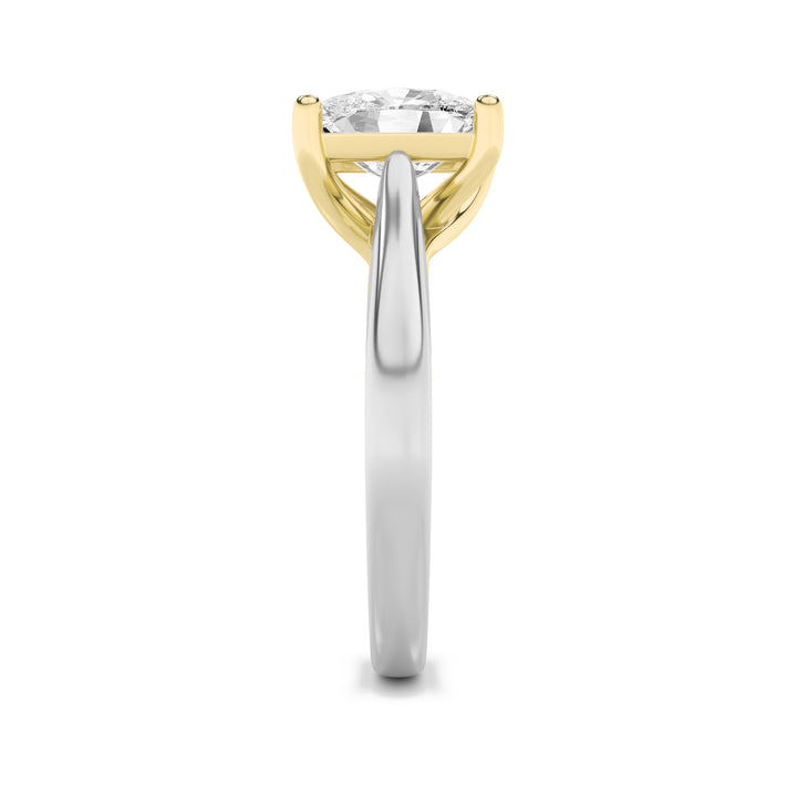 1.5Cttw Elongated Cushion Shaped Lab Grown Diamond (G/VS) Two Tone Cathedral Shank Engagement Ring in 14K Gold