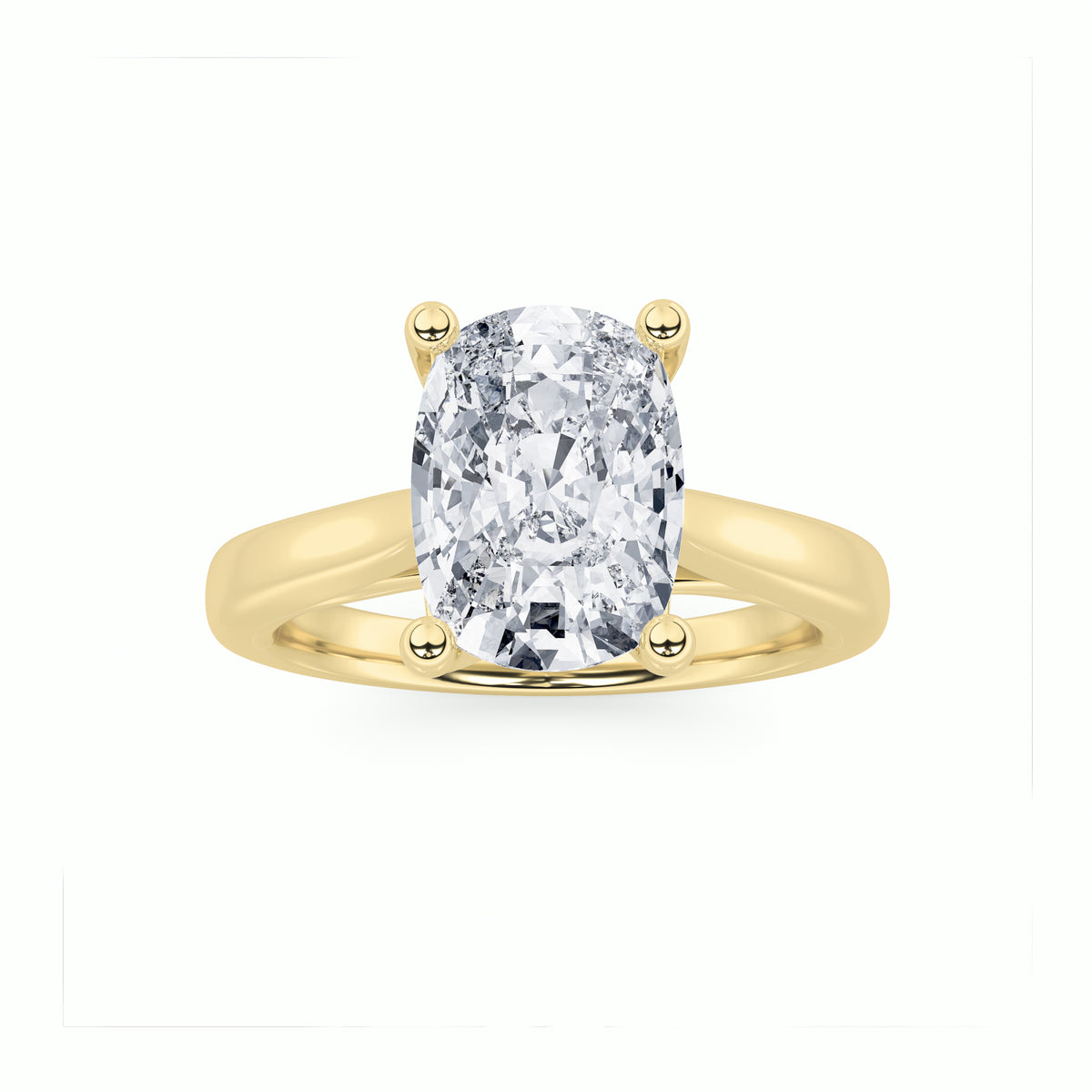 2Cttw Elongated Cushion Shaped Lab Grown Diamond (G/VS) Two Tone Cathedral Shank Engagement Ring in14K Gold