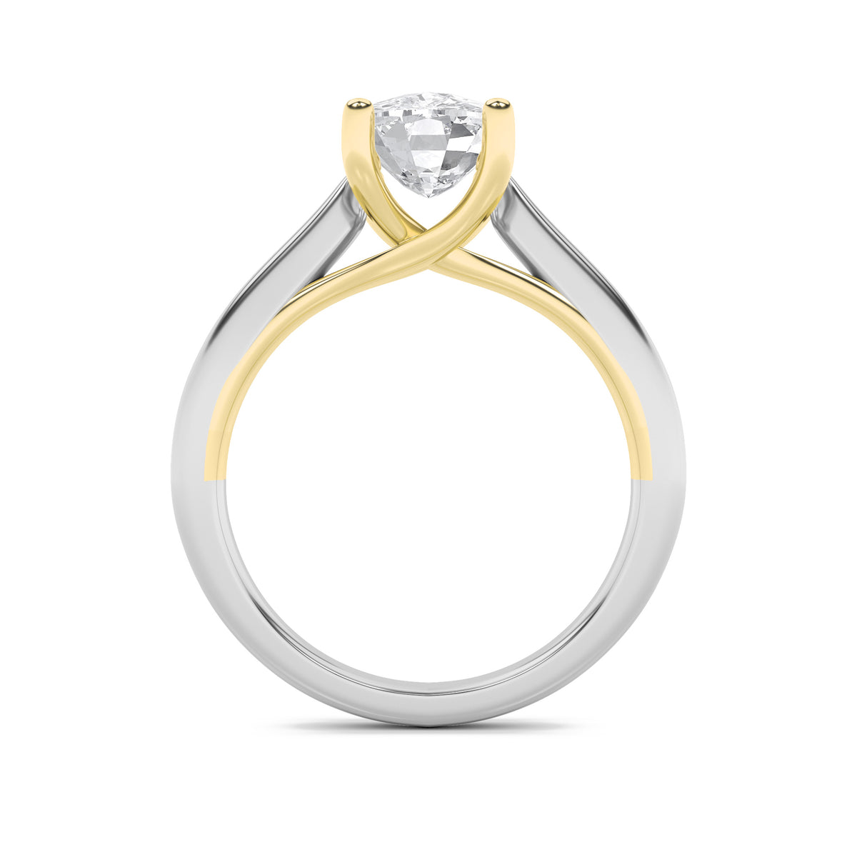 2Cttw Elongated Cushion Shaped Lab Grown Diamond (F/VS) Two Tone Cathedral Shank Engagement Ring in14K Gold