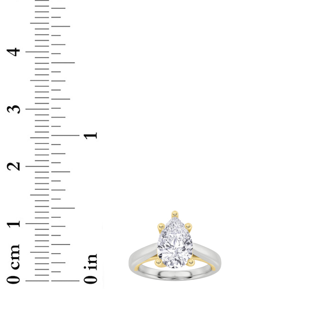 1Cttw Marquise Shaped Lab Grown Diamond (F/VS) Two Tone Six Prong Engagement Ring in 14K Gold