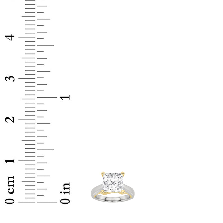 1Cttw Princess Shaped Lab Grown Diamond (F/VS) Two Tone Cathedral Shank Engagement Ring in 14K Gold