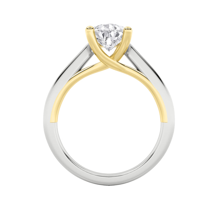 2Cttw Pear Shaped Lab Grown Diamond (F/VS) Two Tone Cathedral Shank Engagement Ring in 14K Gold