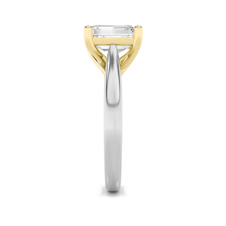 1Cttw Radiant Shaped Lab Grown Diamond (F/VS) TwoTone Cathedral Shank Engagement Ring in 14K Gold