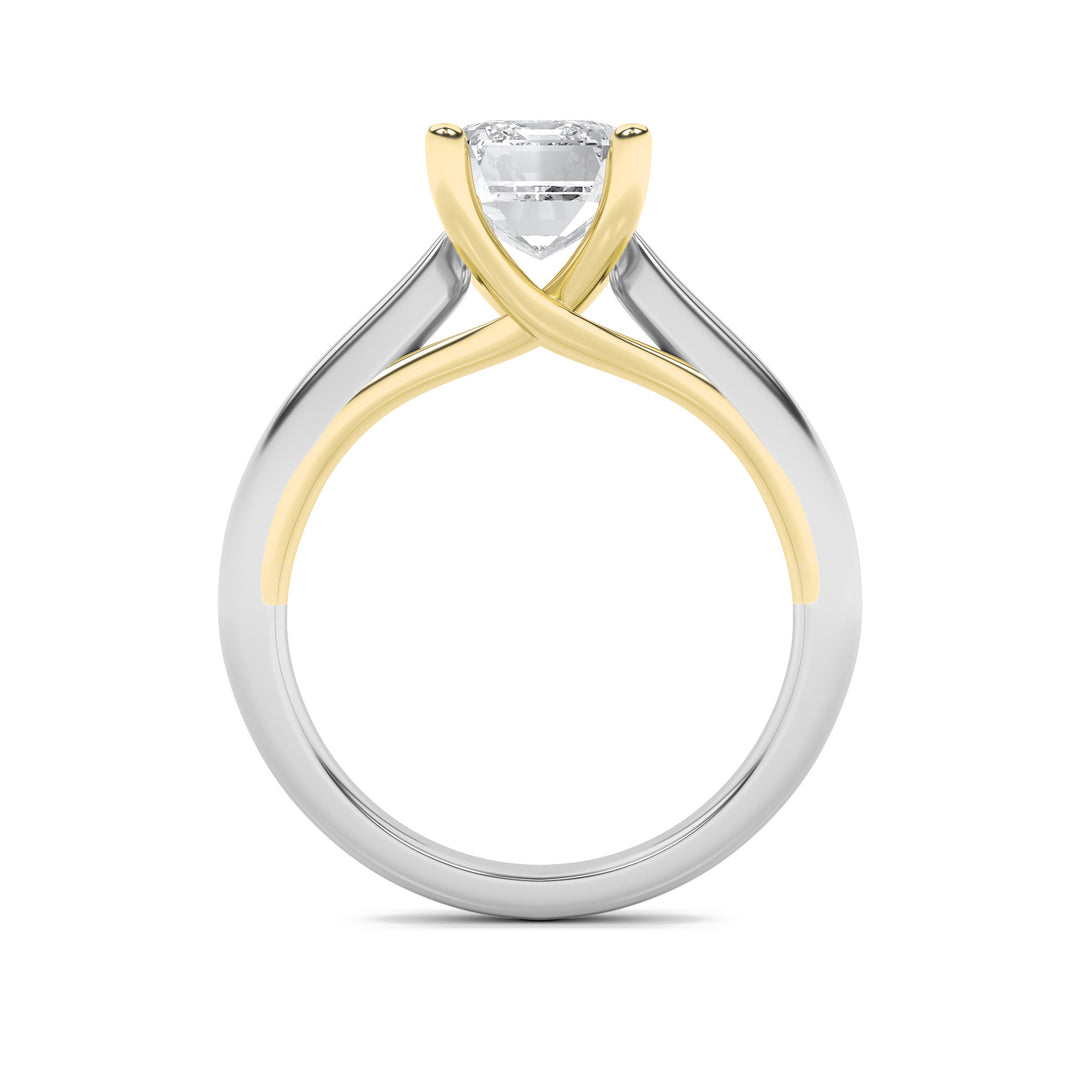 2Cttw Radiant Shaped Lab Grown Diamond (F/VS) TwoTone Cathedral Shank Engagement Ring in 14K Gold