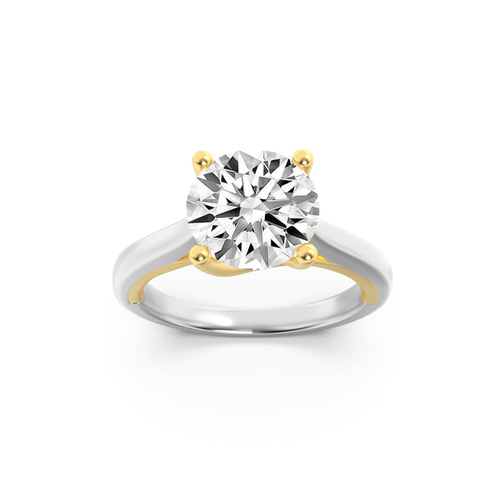 2.5Cttw Round Shaped Lab Grown Diamond (F/VS) TwoTone Cathedral Shank Engagement Ring in 14K Gold