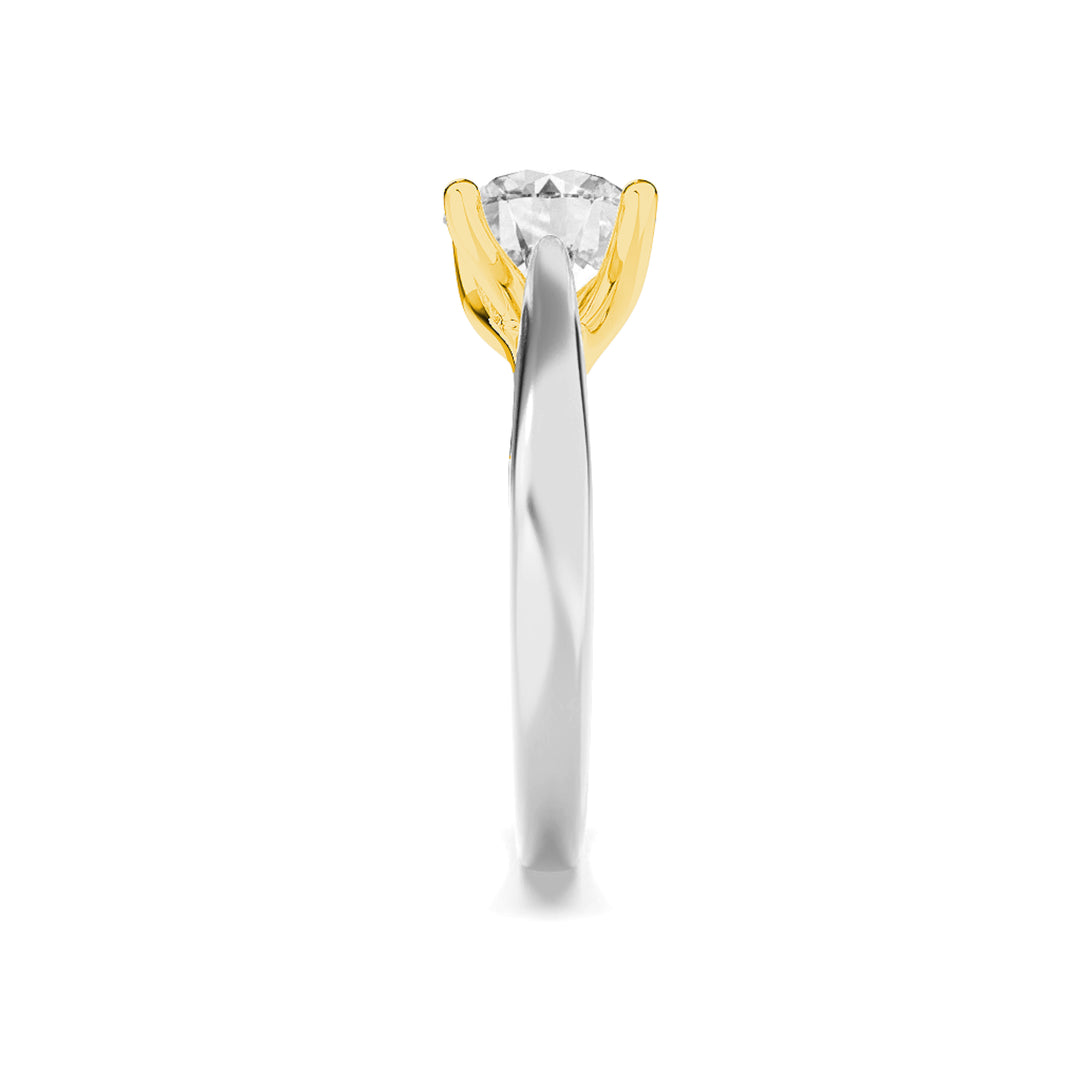2.5Cttw Round Shaped Lab Grown Diamond (F/VS) TwoTone Cathedral Shank Engagement Ring in 14K Gold