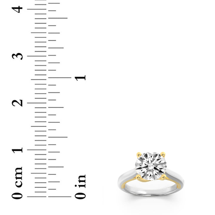 2.5Cttw Round Shaped Lab Grown Diamond (F/VS) TwoTone Cathedral Shank Engagement Ring in 14K Gold