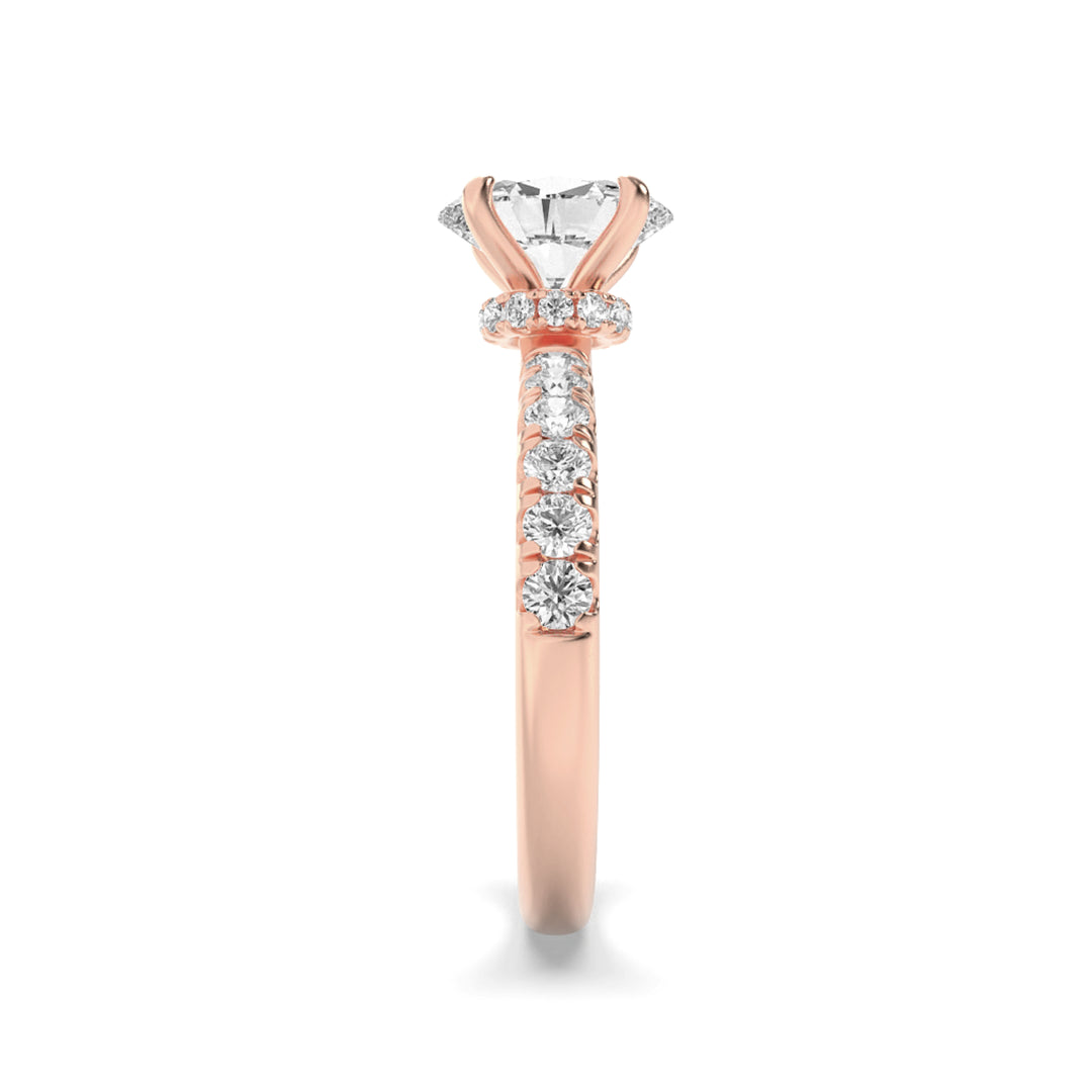 2Cttw Oval Shaped Lab Grown Diamond (F/VS) HiddenHalo Accented Ring in 14K Gold