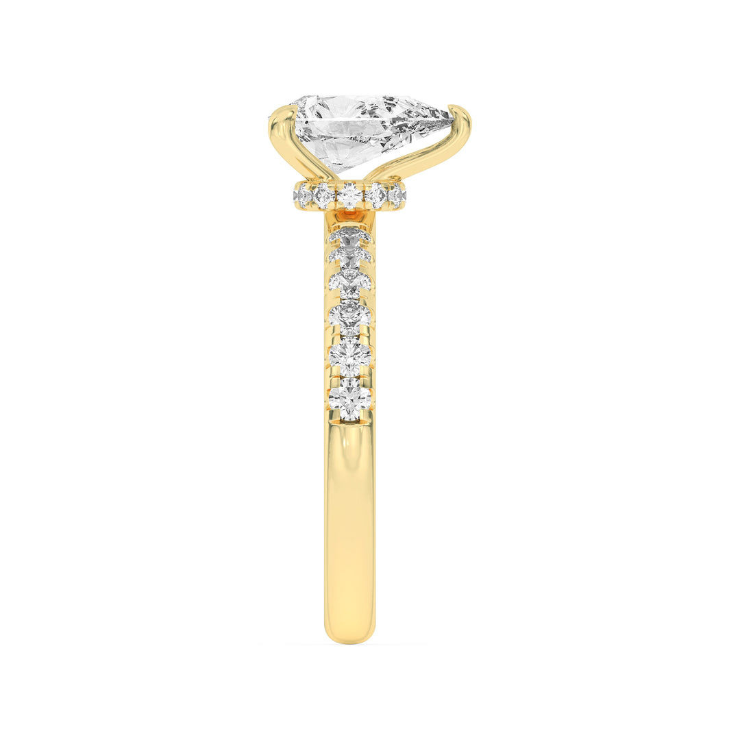 2Cttw Pear Shaped Lab Grown Diamond (F/VS) HiddenHalo Accented Ring in 14K Gold