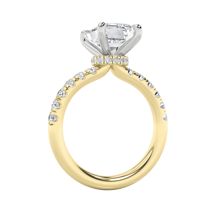 2Cttw Radiant Shaped Lab Grown Diamond (F/VVS) Hidden Halo Accented Ring in 14K Gold
