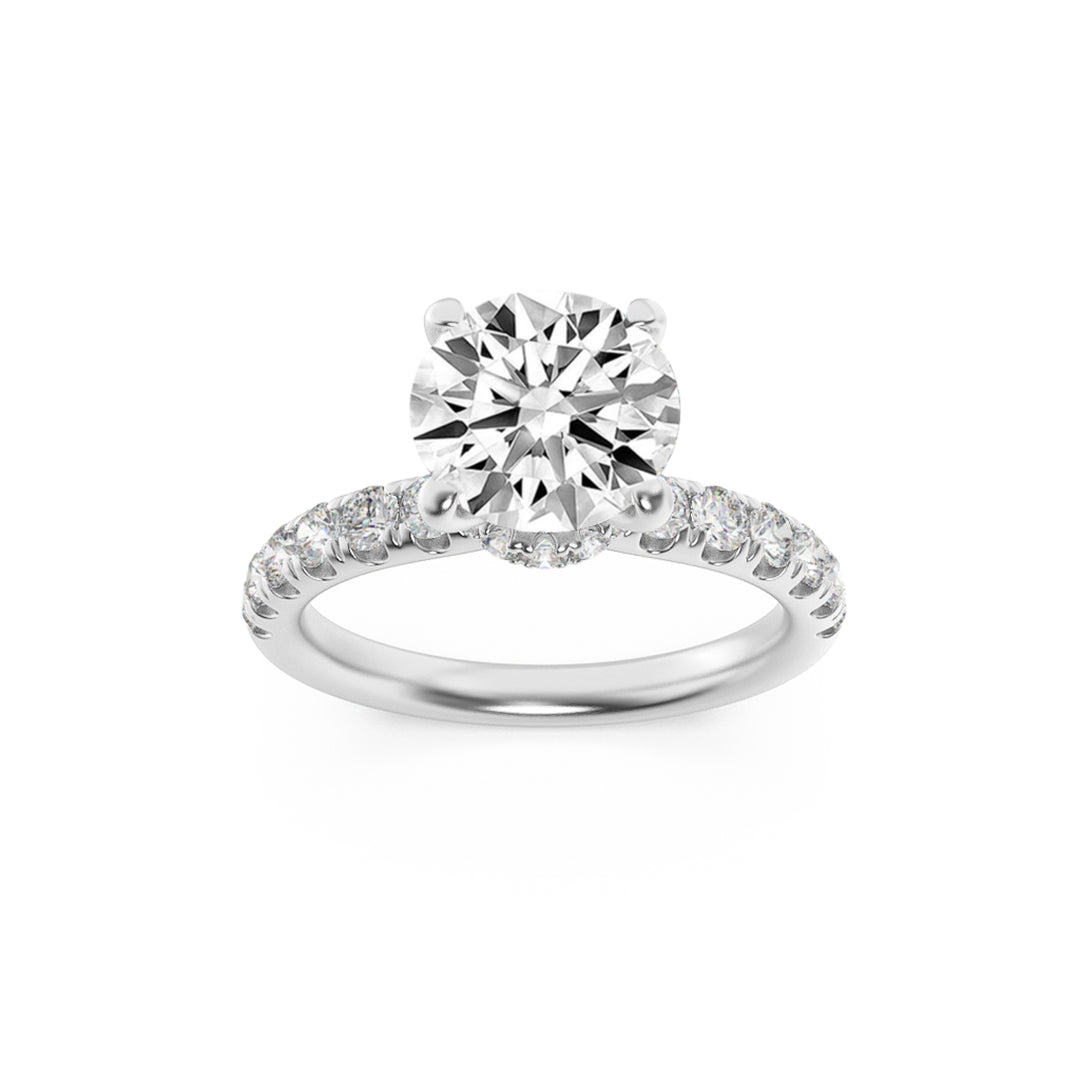 1.5Cttw Round Shaped Lab Grown Diamond (G/VS) Hidden Halo Accented Ring in 14K Gold