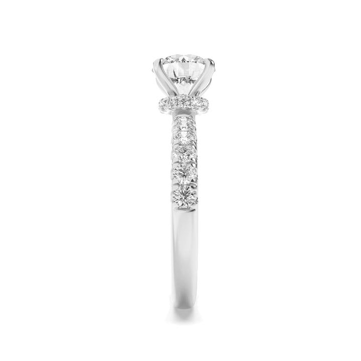 1.5Cttw Round Shaped Lab Grown Diamond (G/VS) Hidden Halo Accented Ring in 14K Gold