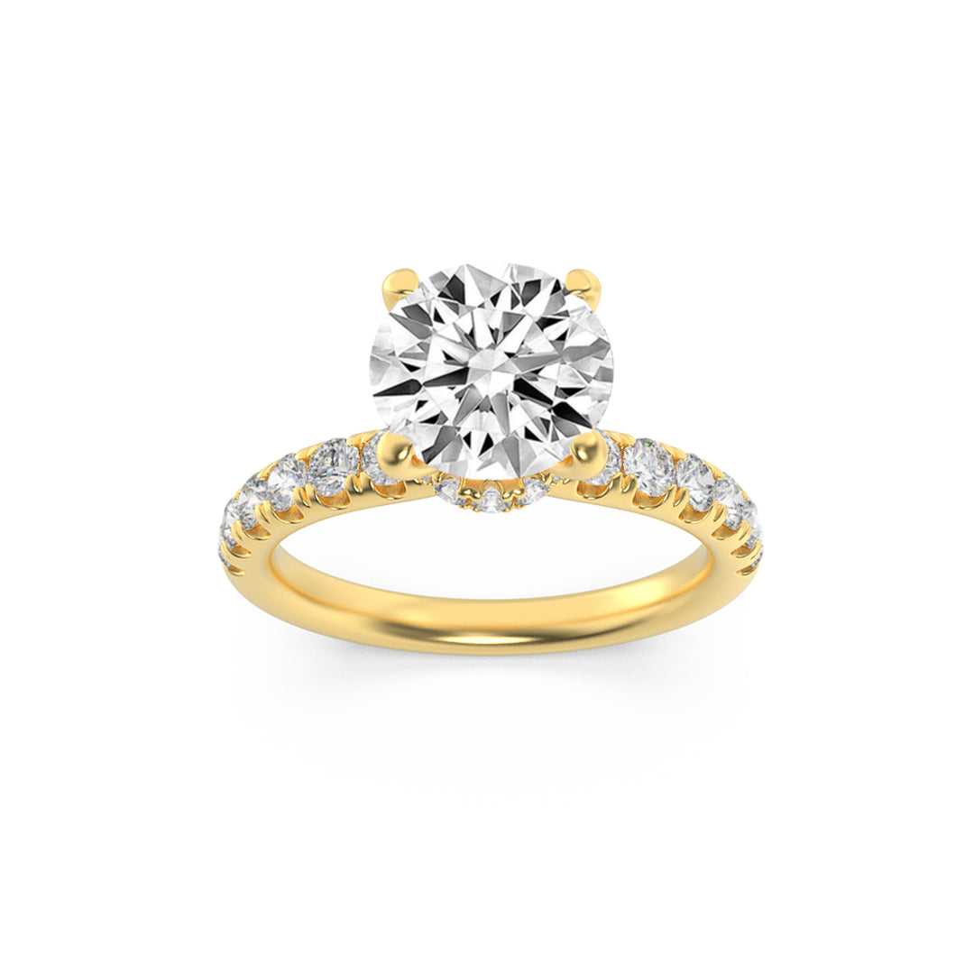 1.5Cttw Round Shaped Lab Grown Diamond (F/VS) Hidden Halo Accented Ring in 14K Gold
