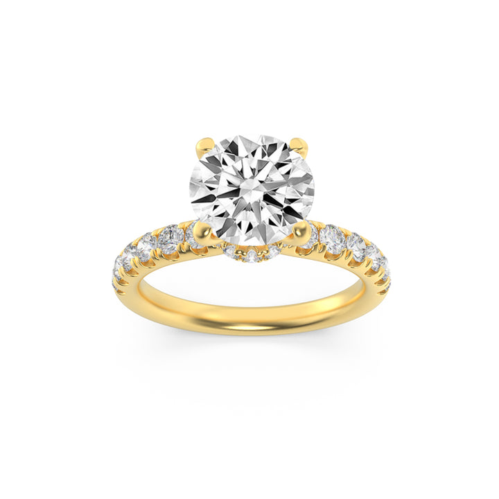 1.5Cttw Round Shaped Lab Grown Diamond (F/VS) Hidden Halo Accented Ring in 14K Gold
