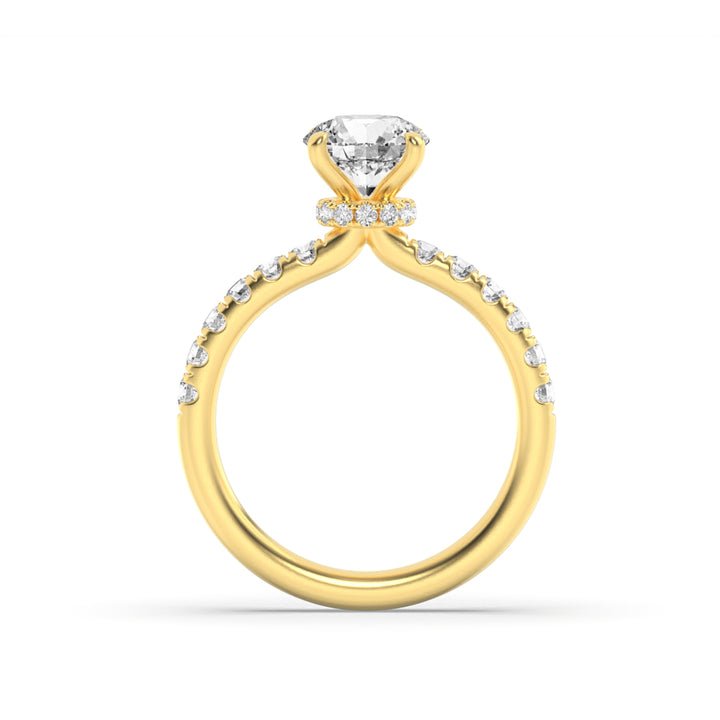 1.5Cttw Round Shaped Lab Grown Diamond (F/VS) Hidden Halo Accented Ring in 14K Gold