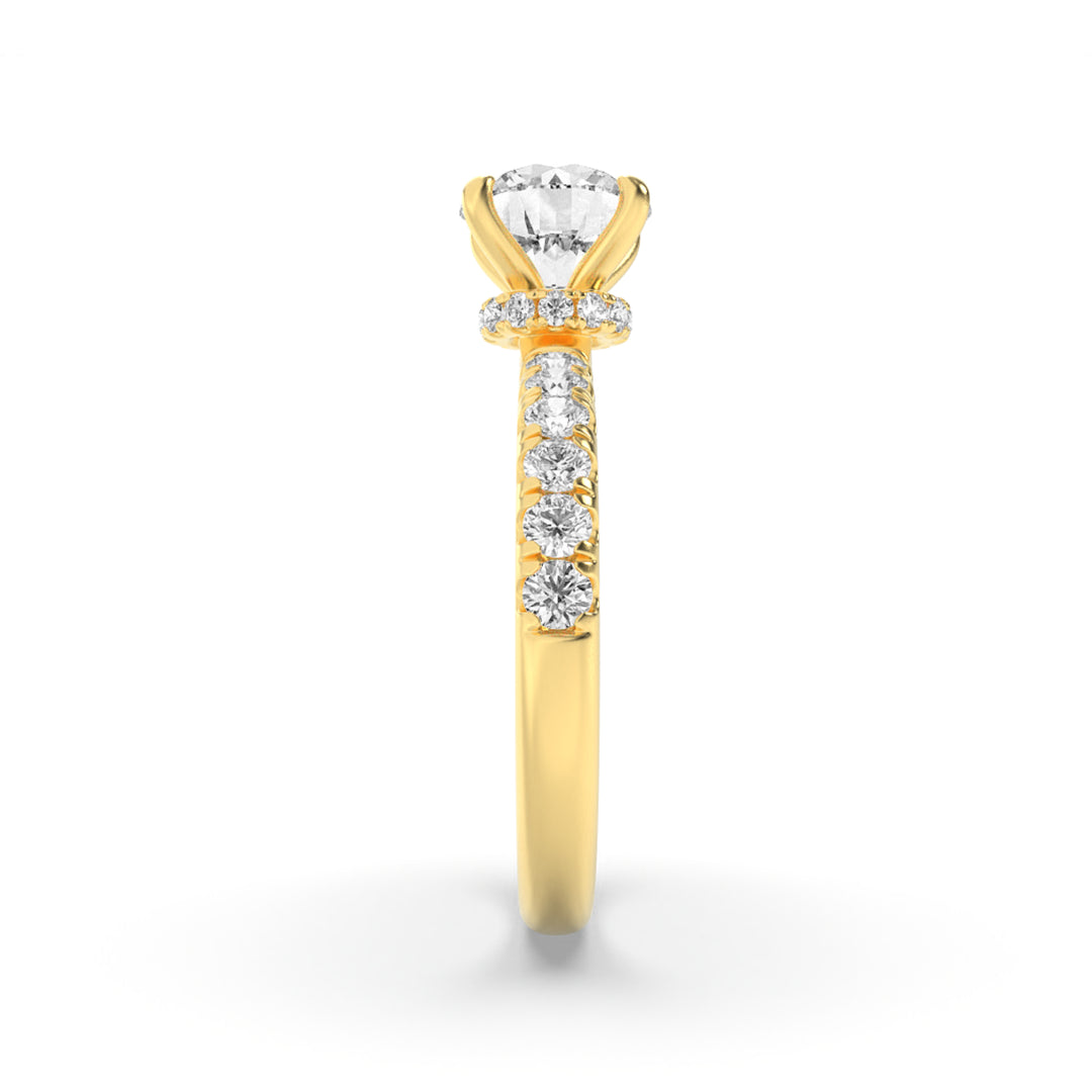 1.5Cttw Round Shaped Lab Grown Diamond (F/VS) Hidden Halo Accented Ring in 14K Gold