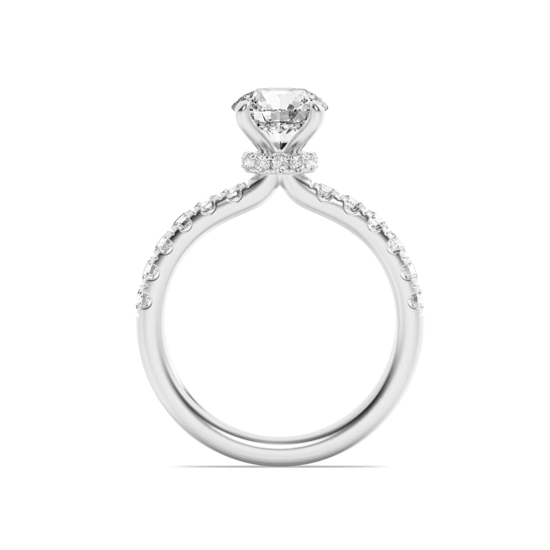 2Cttw Round Shaped Lab Grown Diamond (F/VS) Hidden Halo Accented Ring in 14K Gold