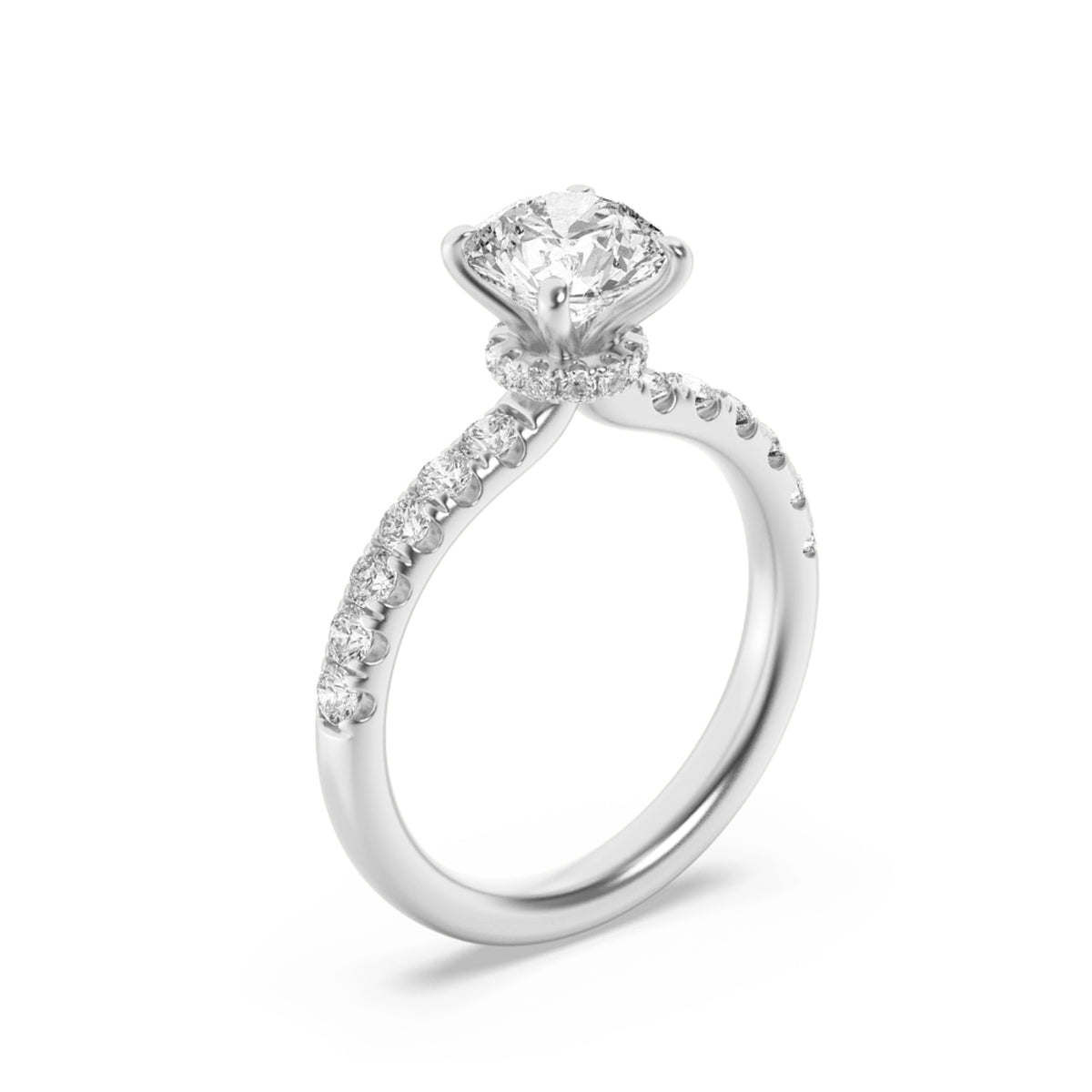 2Cttw Round Shaped Lab Grown Diamond (G/VS) Hidden Halo Accented Ring in 14K Gold