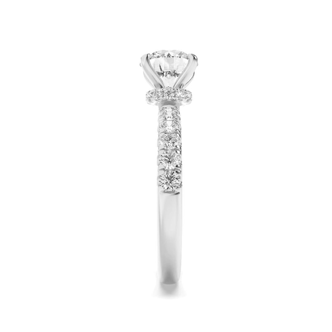 2Cttw Round Shaped Lab Grown Diamond (G/VS) Hidden Halo Accented Ring in 14K Gold