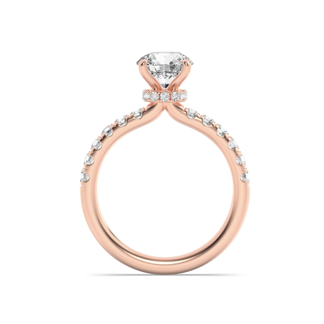 2Cttw Round Shaped Lab Grown Diamond (F/VS) Hidden Halo Accented Ring in 14K Gold