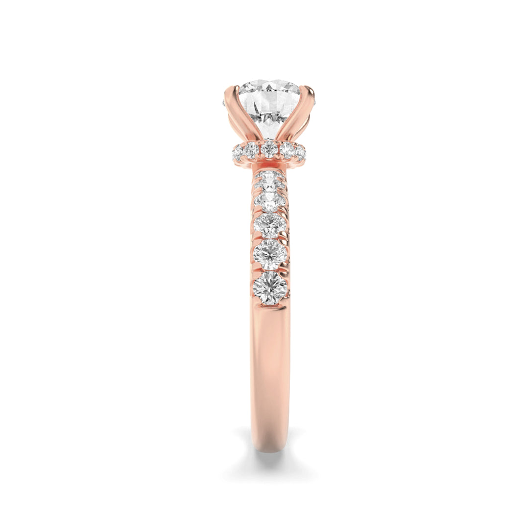 2Cttw Round Shaped Lab Grown Diamond (F/VS) Hidden Halo Accented Ring in 14K Gold