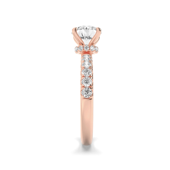 2Cttw Round Shaped Lab Grown Diamond (F/VS) Hidden Halo Accented Ring in 14K Gold