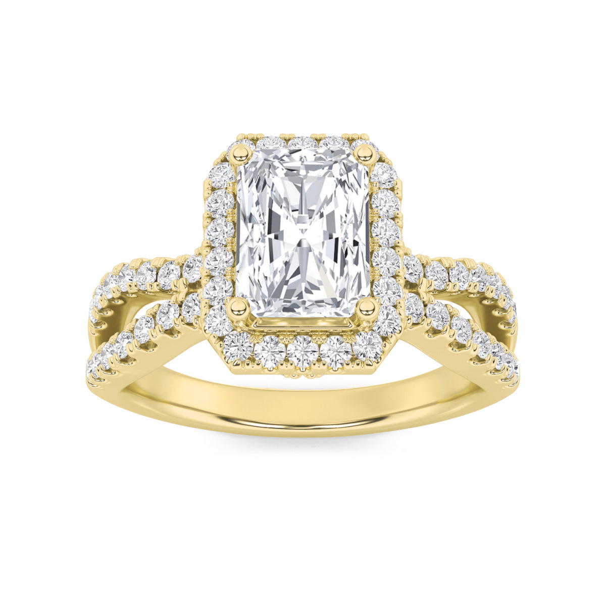 2Cttw Radiant Shaped Lab Grown Diamond (F/VS)  Ring in 14K Gold