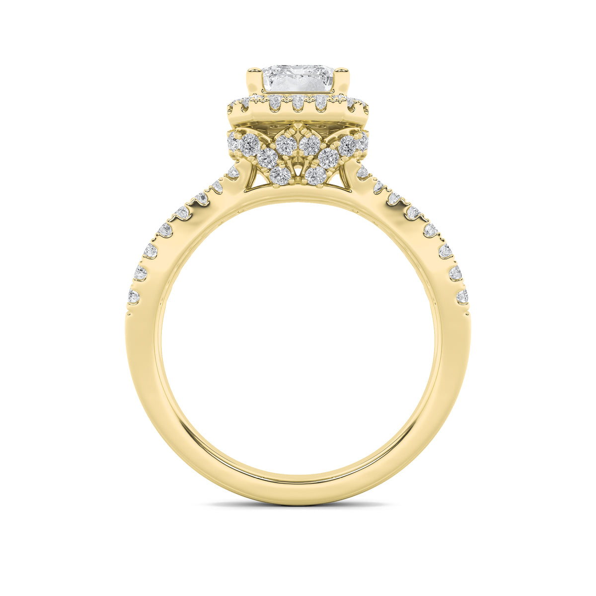 2Cttw Radiant Shaped Lab Grown Diamond (F/VS)  Ring in 14K Gold