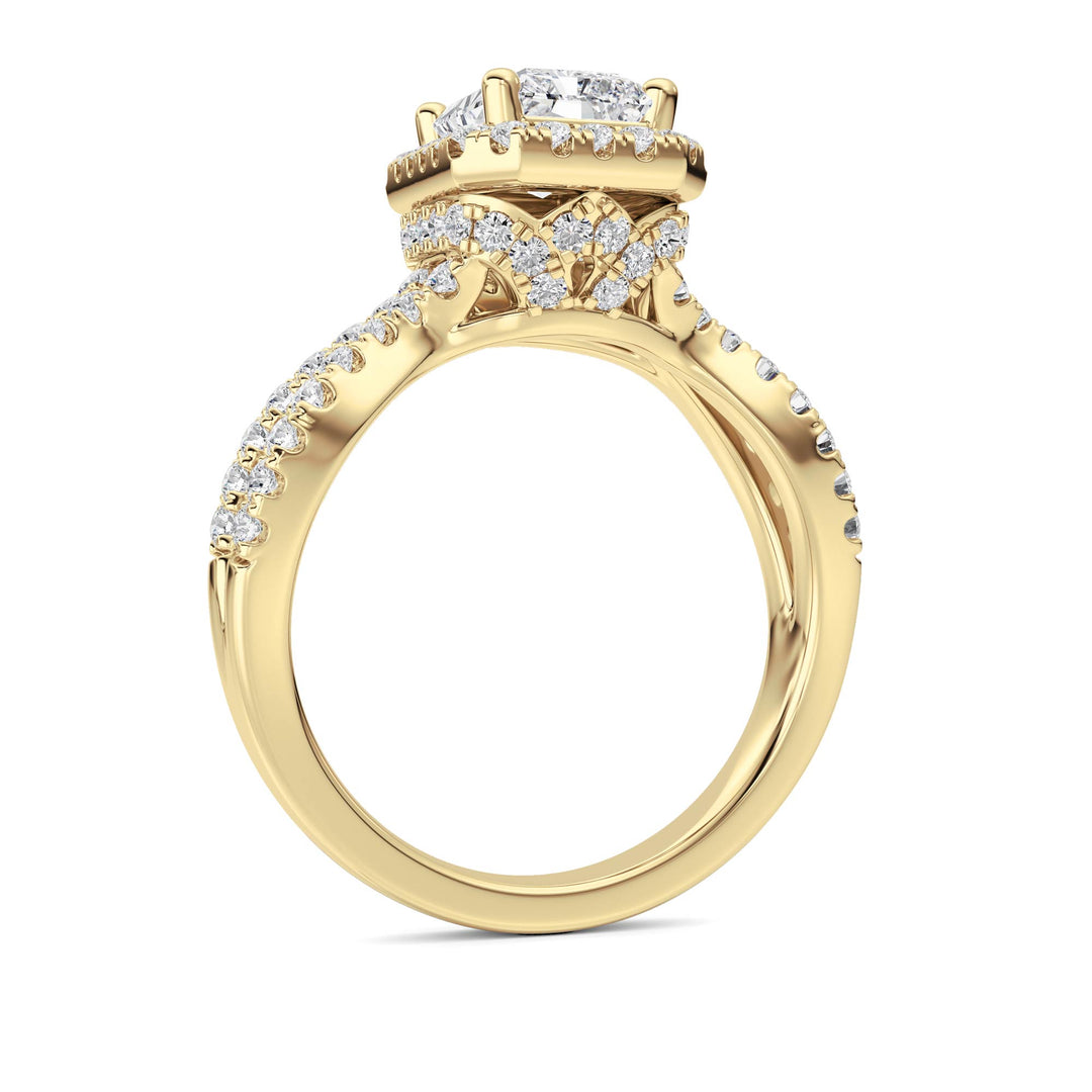2Cttw Radiant Shaped Lab Grown Diamond (F/VS)  Ring in 14K Gold