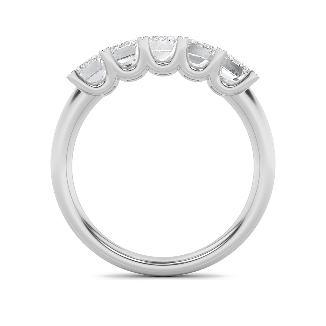 2Cttw Emerald Shaped Lab Grown Diamond (F/VS) Five Stone Band Ring in 14K Gold