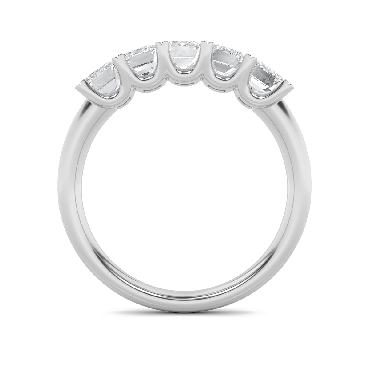 2Cttw Emerald Shaped Lab Grown Diamond (F/VS) Five Stone Band Ring in 14K Gold