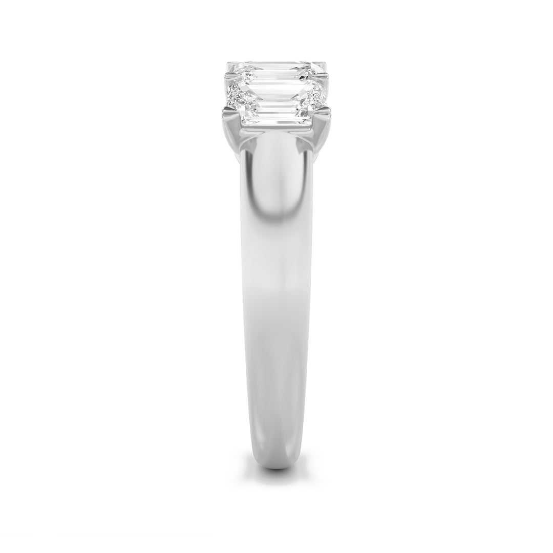 2Cttw Emerald Shaped Lab Grown Diamond (F/VS) Five Stone Band Ring in 14K Gold