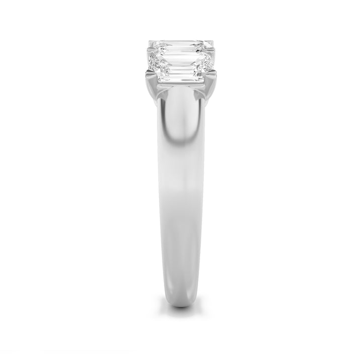 2Cttw Emerald Shaped Lab Grown Diamond (F/VS) Five Stone Band Ring in 14K Gold