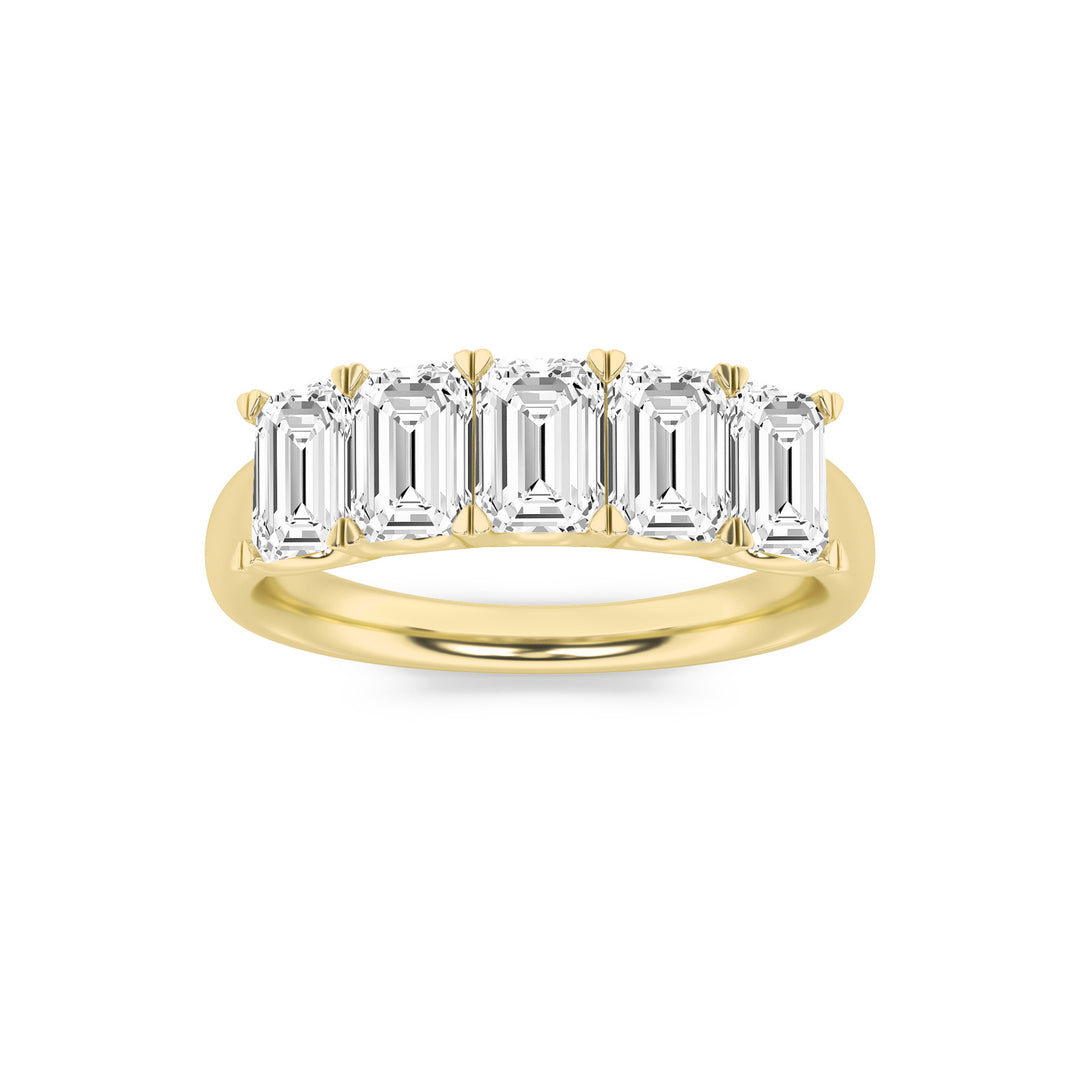 2Cttw Emerald Shaped Lab Grown Diamond (G/VS) Five Stone Band Ring in 14K Gold