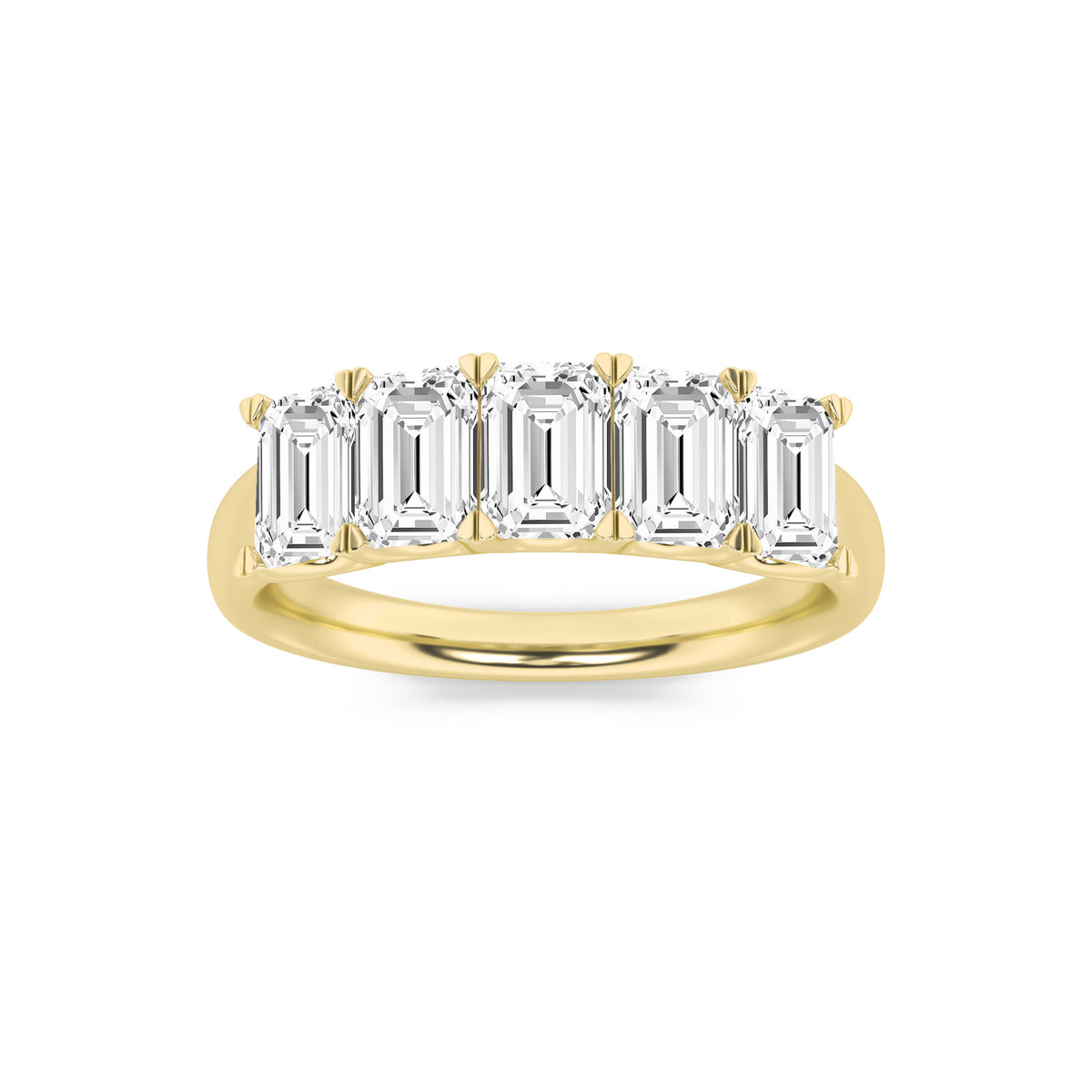 2Cttw Emerald Shaped Lab Grown Diamond (G/VS) Five Stone Band Ring in 14K Gold