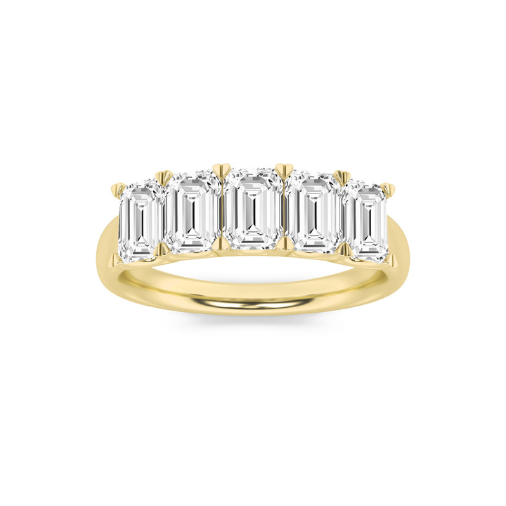 2Cttw Emerald Shaped Lab Grown Diamond (G/VS) Five Stone Band Ring in 14K Gold