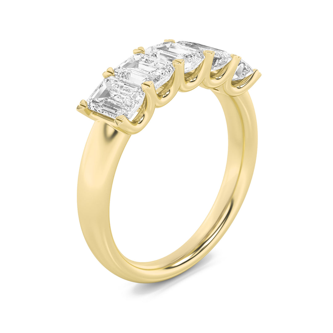 2Cttw Emerald Shaped Lab Grown Diamond (G/VS) Five Stone Band Ring in 14K Gold