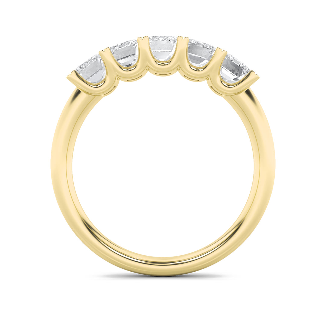 2Cttw Emerald Shaped Lab Grown Diamond (G/VS) Five Stone Band Ring in 14K Gold