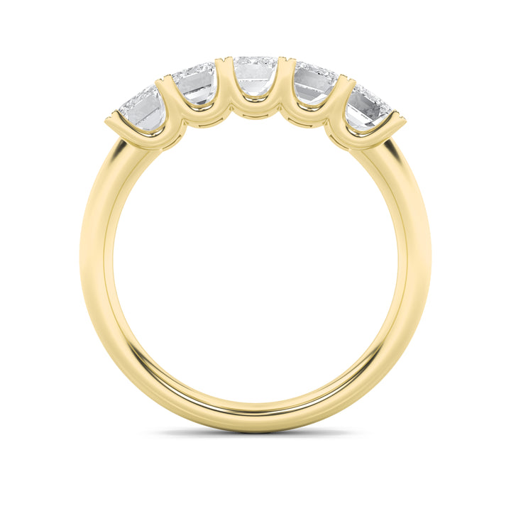 2Cttw Emerald Shaped Lab Grown Diamond (G/VS) Five Stone Band Ring in 14K Gold