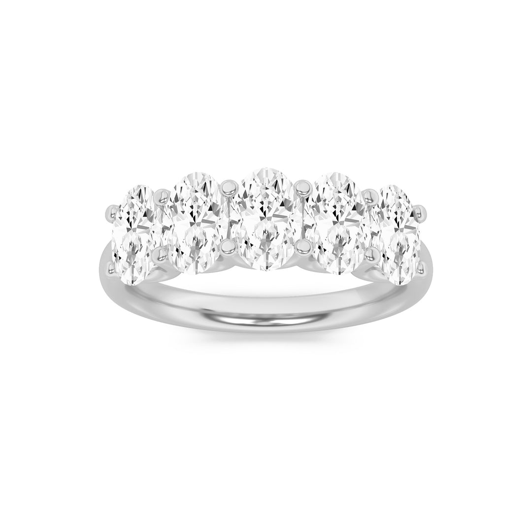 2Cttw Oval Shaped Lab Grown Diamond (F/VS) Five Stone Band Ring in 14K Gold