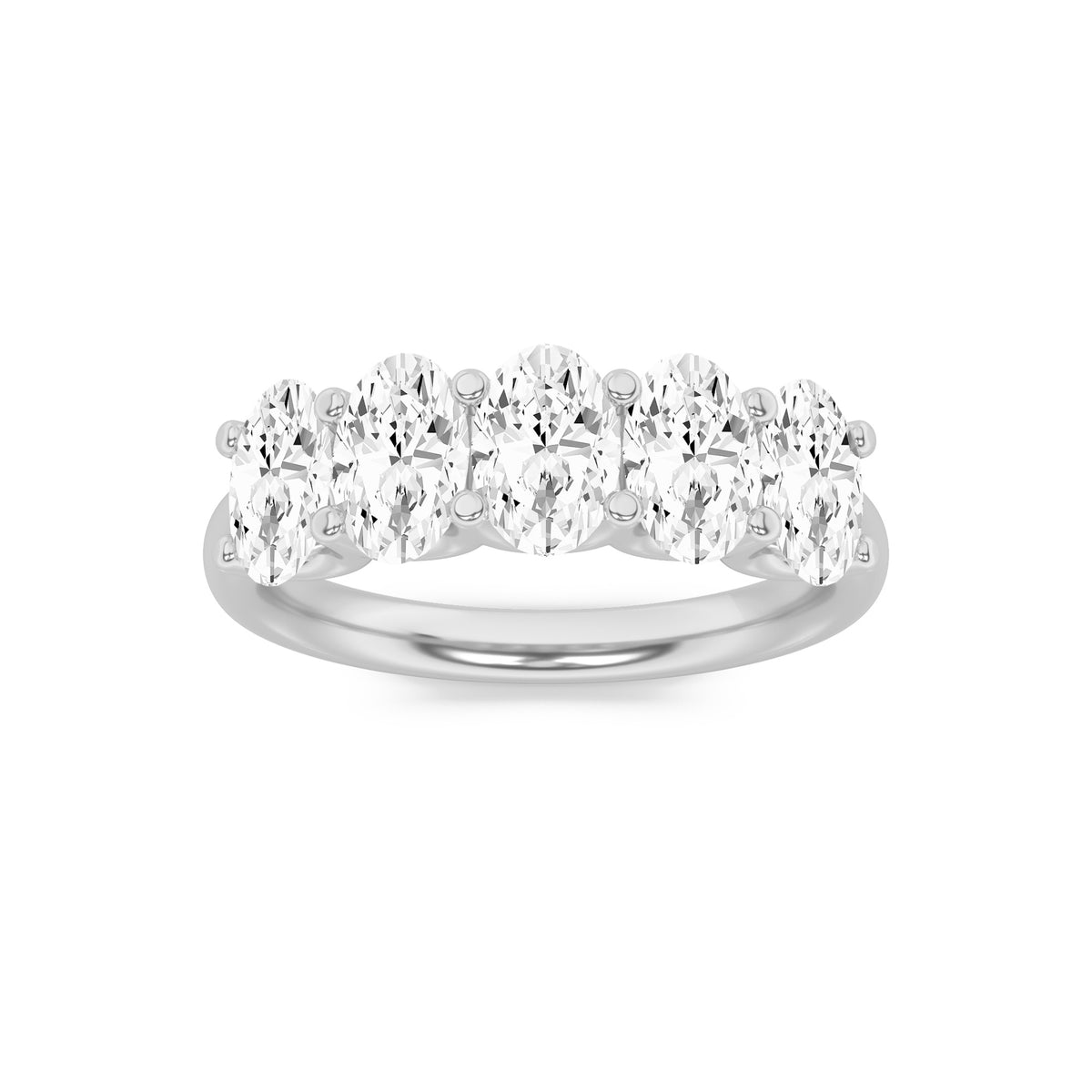 2Cttw Oval Shaped Lab Grown Diamond (F/VS) Five Stone Band Ring in 14K Gold