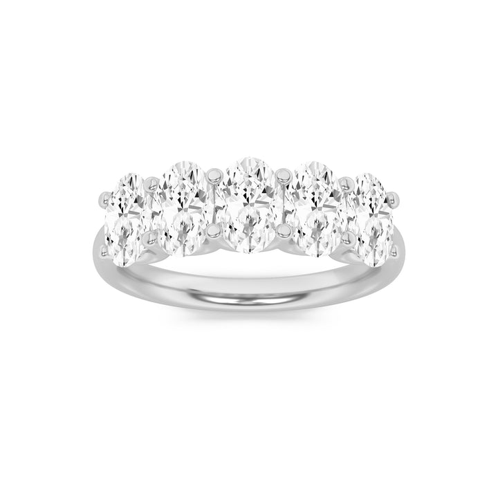 2Cttw Oval Shaped Lab Grown Diamond (F/VS) Five Stone Band Ring in 14K Gold