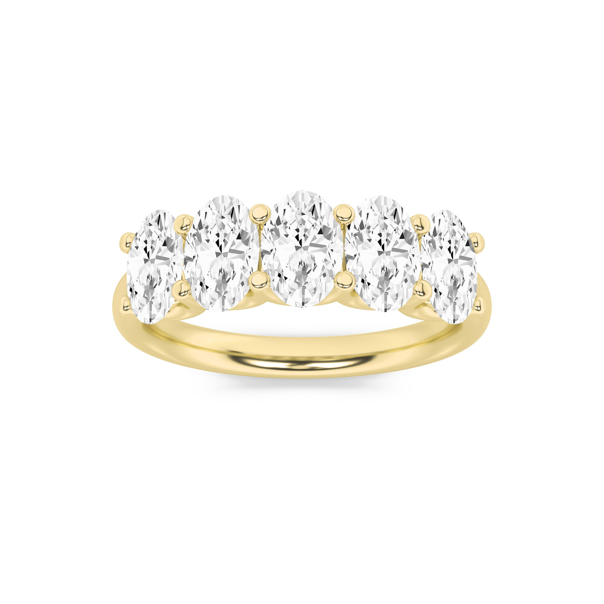 2Cttw Oval Shaped Lab Grown Diamond (F/VS) Five Stone Band Ring in 14K Gold