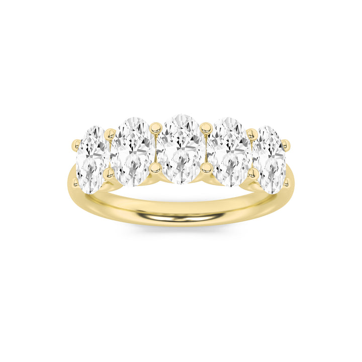 2Cttw Oval Shaped Lab Grown Diamond (F/VS) Five Stone Band Ring in 14K Gold