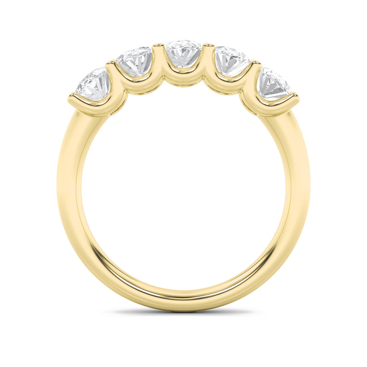2Cttw Oval Shaped Lab Grown Diamond (F/VS) Five Stone Band Ring in 14K Gold