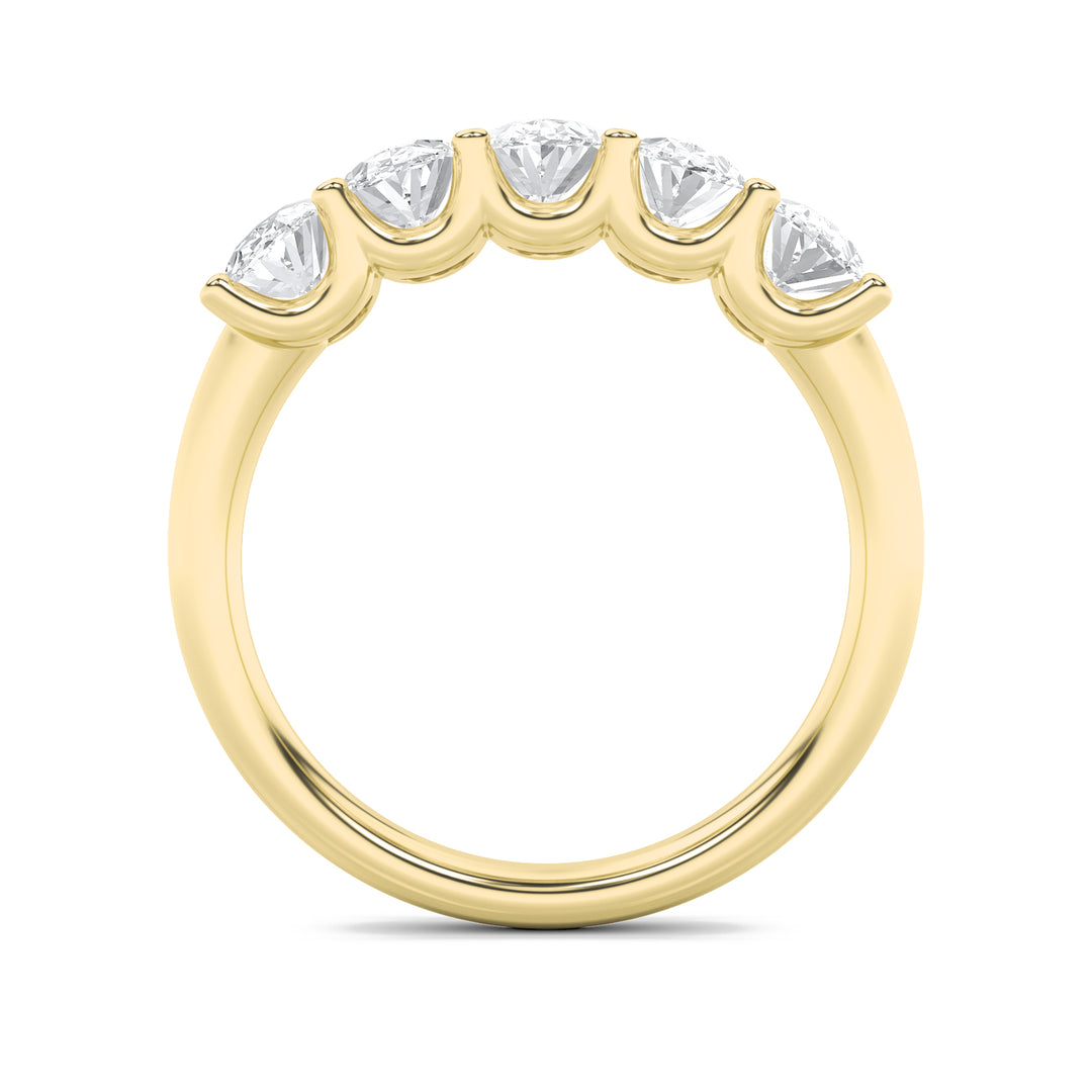 2Cttw Oval Shaped Lab Grown Diamond (F/VS) Five Stone Band Ring in 14K Gold