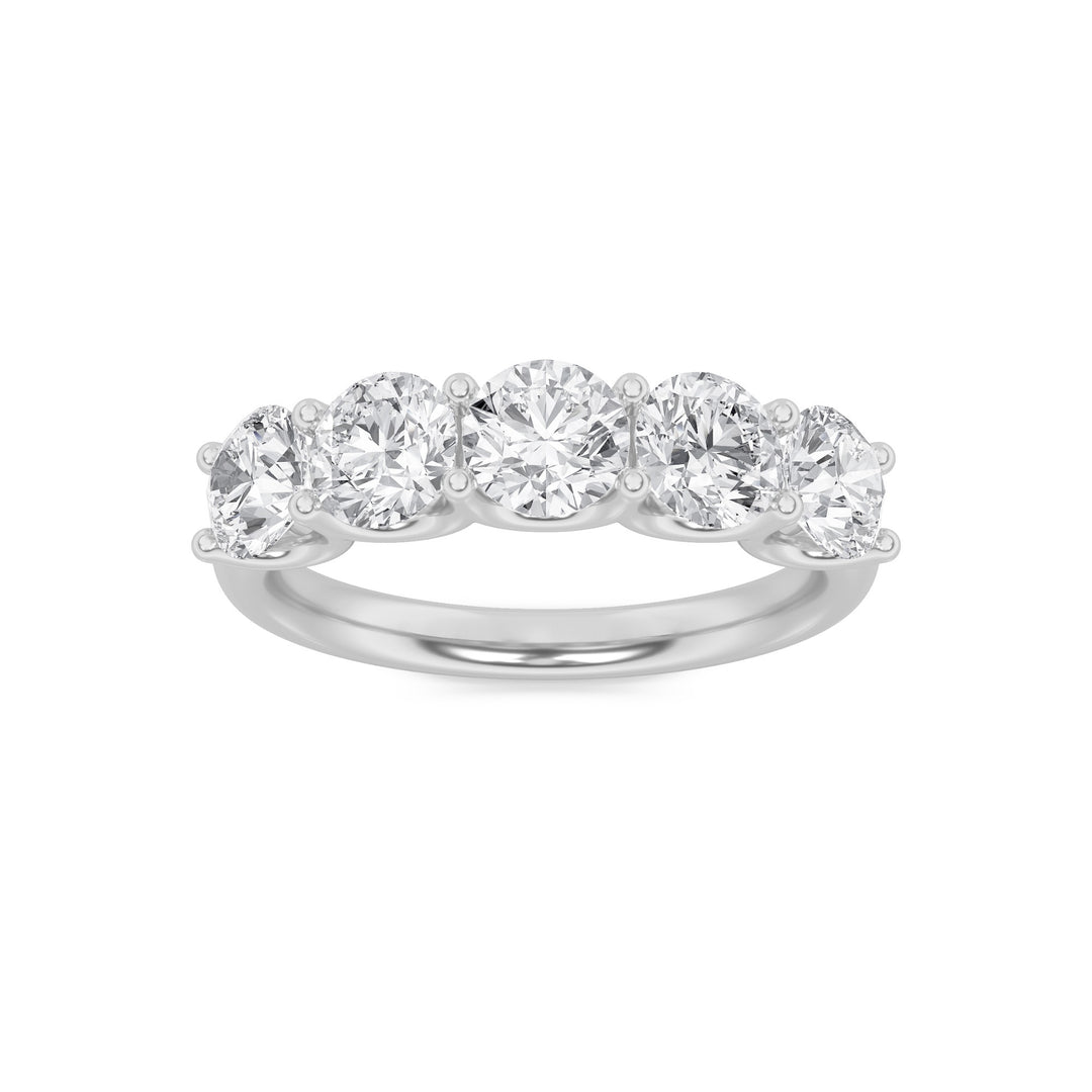 2Cttw Round Shaped Lab Grown Diamond (G/VS) Five Stone Band Ring in 14K Gold