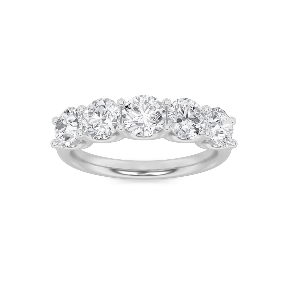 2Cttw Round Shaped Lab Grown Diamond (G/VS) Five Stone Band Ring in 14K Gold